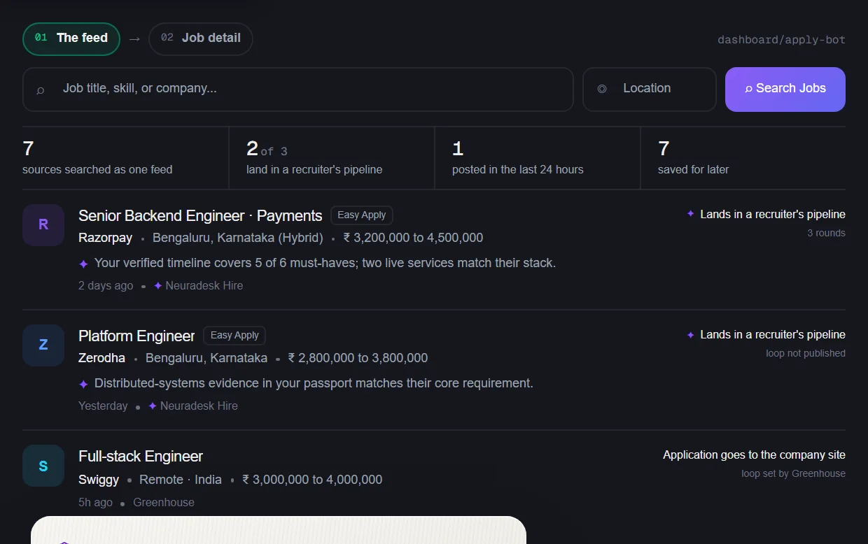 Smart Jobs dashboard preview