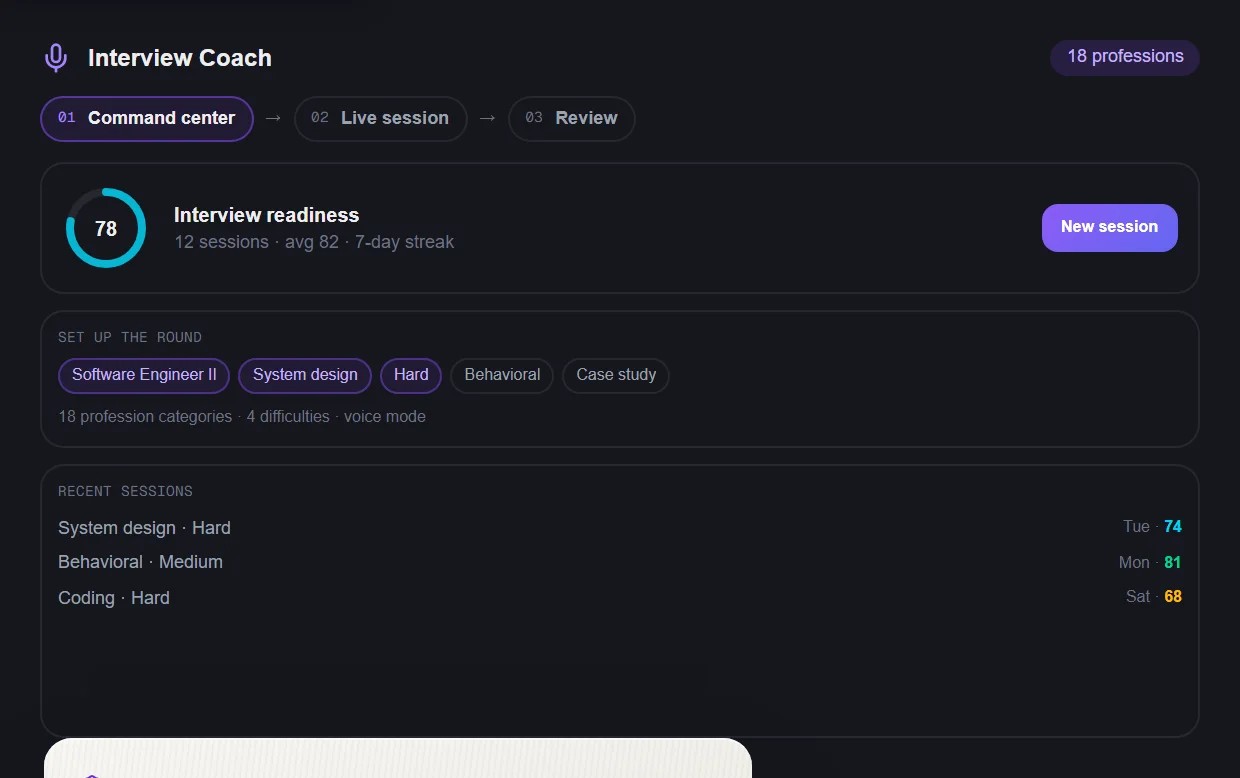 Interview dashboard preview